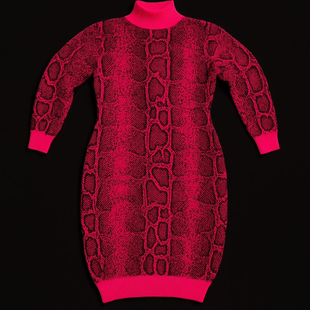 Pink and Black Snake Print Dress